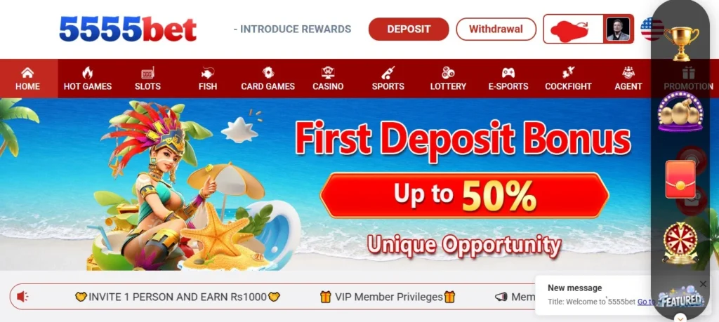 5555 Bet game home page