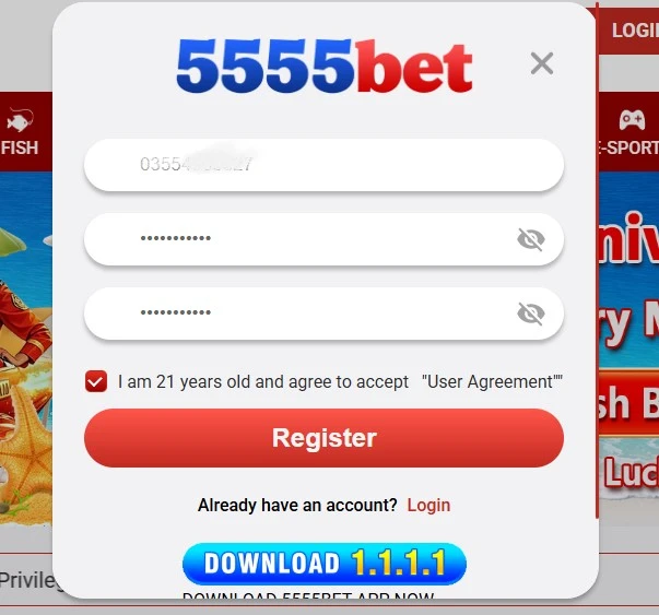 5555 Bet game registration