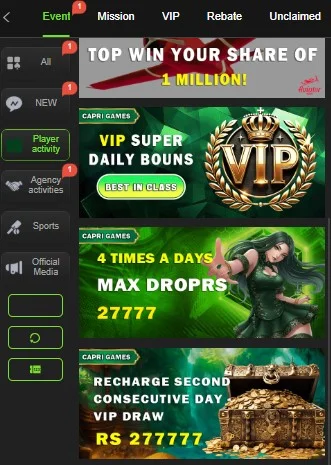 Capri Game Rewards and bonuses